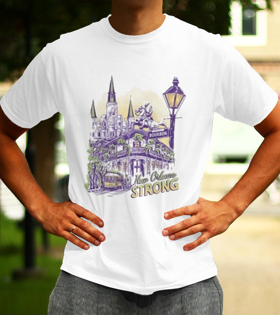 New Orleans Strong Bourbon Street Charity Iconography T-Shirt