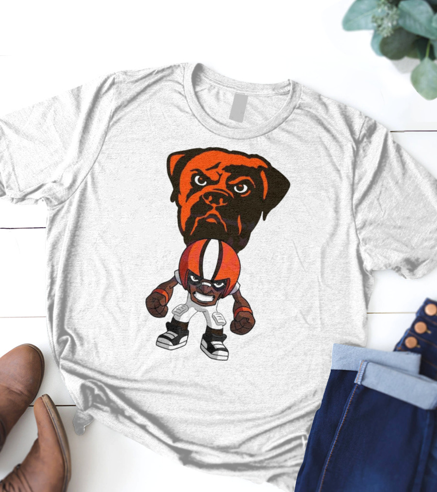 Cleveland Browns NFL Rush Zone Cartoon Character Dog 2025 T-Shirt