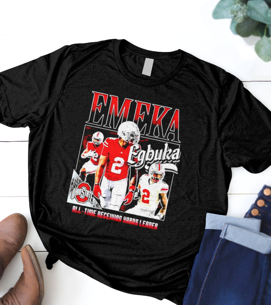 Ohio State Buckeyes Emeka Egbuka All-Time Receiving Yards Leader T-Shirt