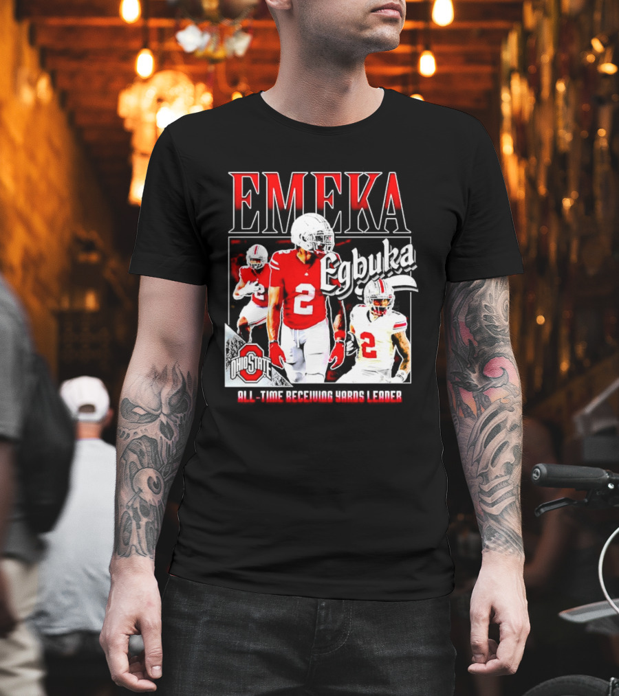 Ohio State Buckeyes Emeka Egbuka All-Time Receiving Yards Leader T-Shirt