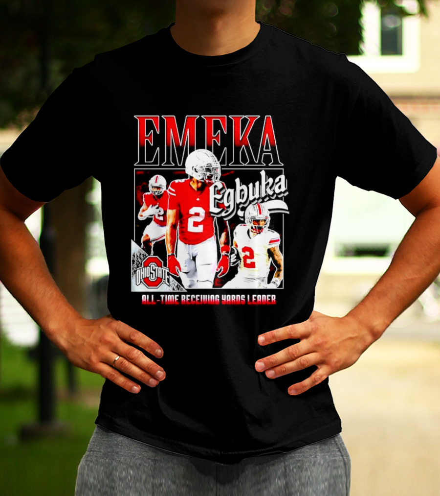 Ohio State Buckeyes Emeka Egbuka All-Time Receiving Yards Leader T-Shirt