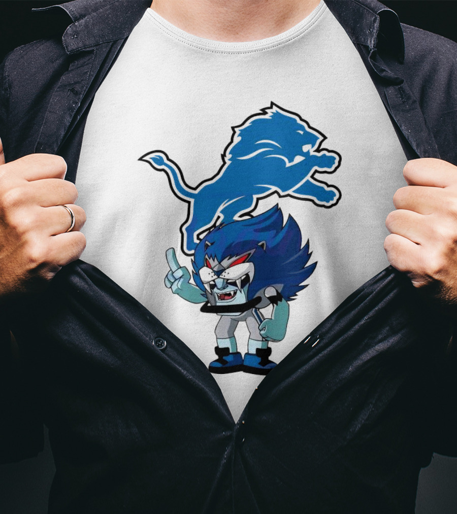 Rush Zone Detroit Lions NFL Cartoon Character Roary 2025 T-Shirt