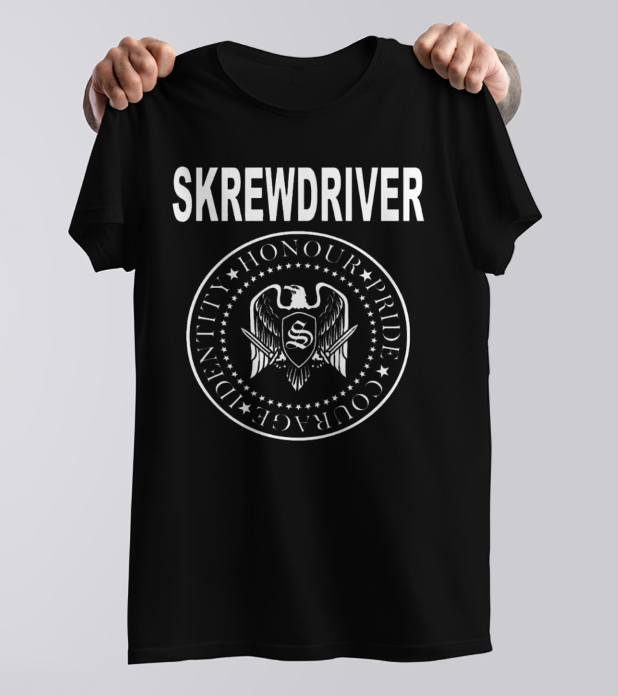 SKREWDRIVER Honour Pride Courage Identity Eagle Emblem T-Shirt
