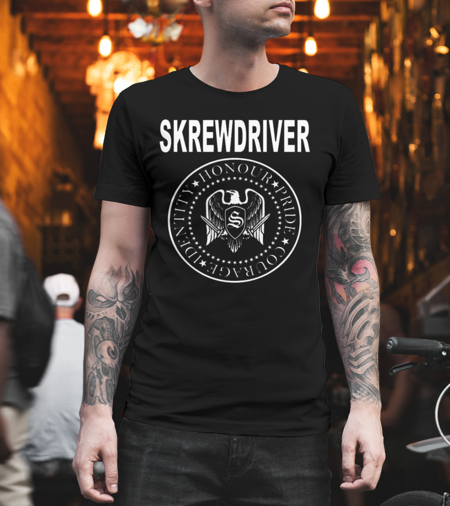 SKREWDRIVER Honour Pride Courage Identity Eagle Emblem T-Shirt