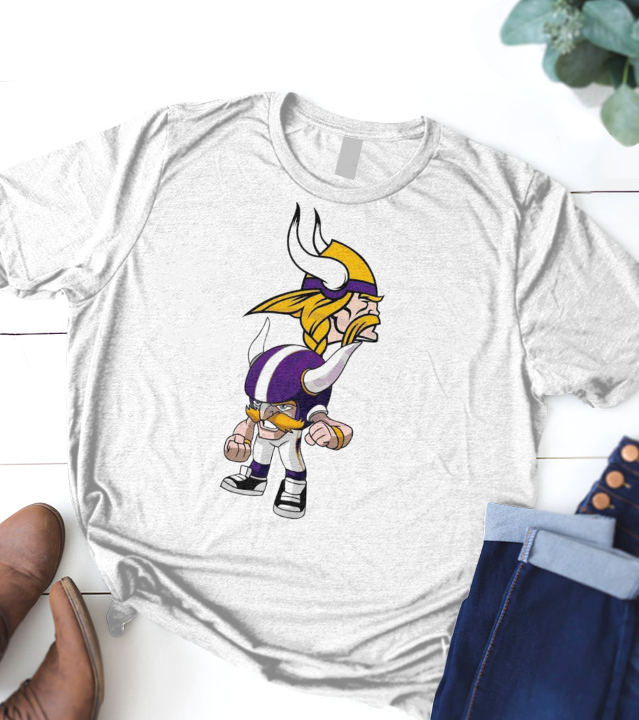 Rush Zone Minnesota Vikings NFL Cartoon Character 2025 Vikings Mascot T-Shirt