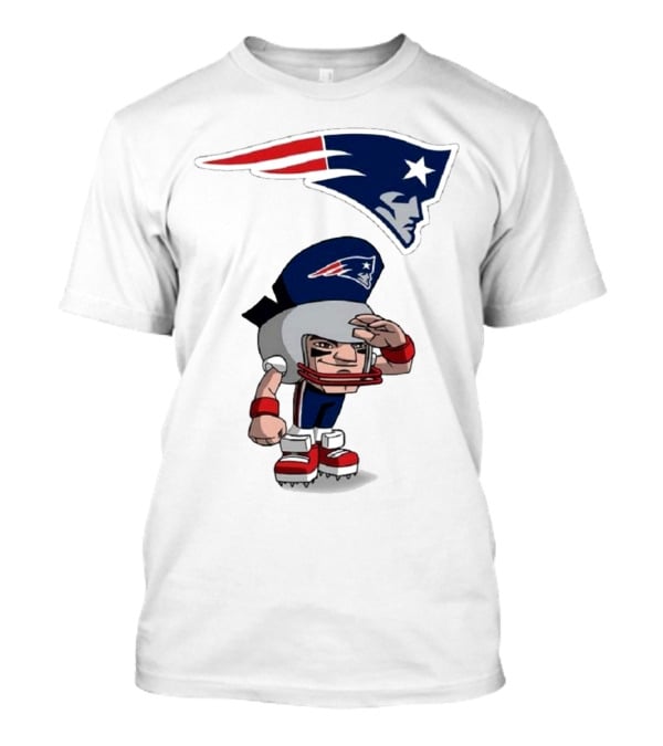 Rush Zone New England Patriots NFL Cartoon Character 2025 Saluting Player With Patriots T-Shirt