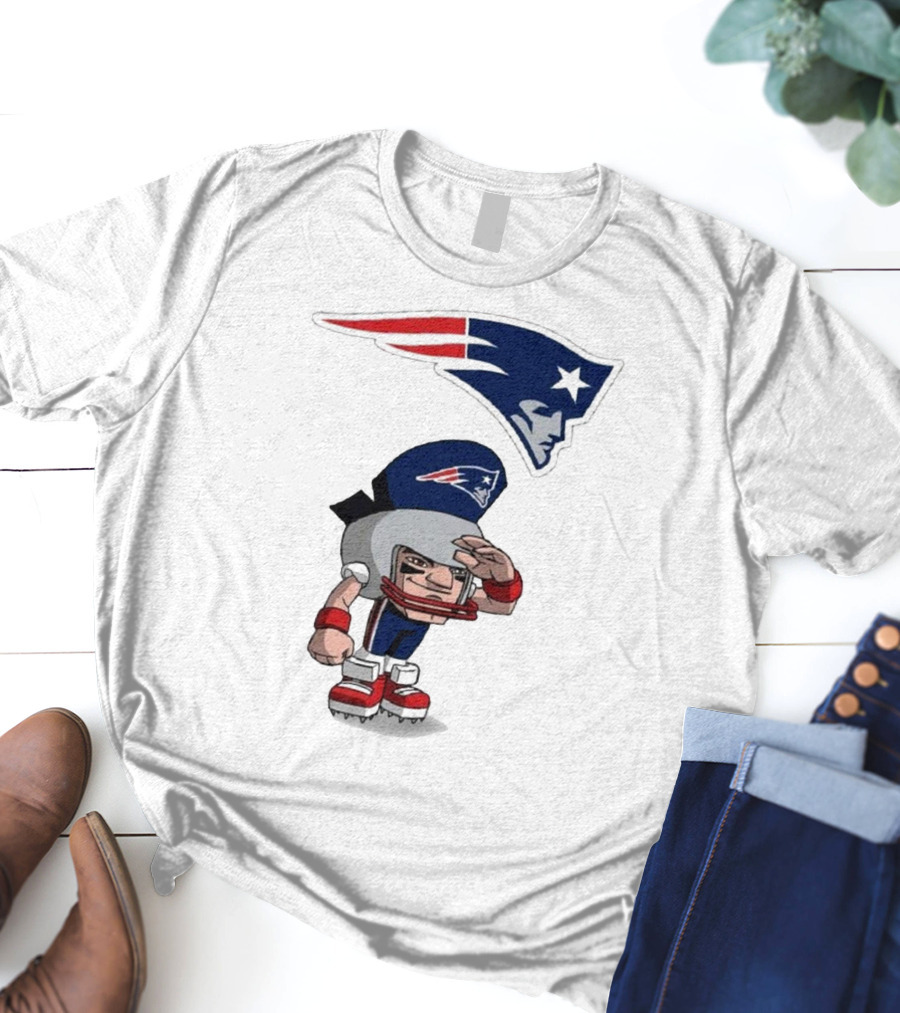 Rush Zone New England Patriots NFL Cartoon Character 2025 Saluting Player With Patriots T-Shirt