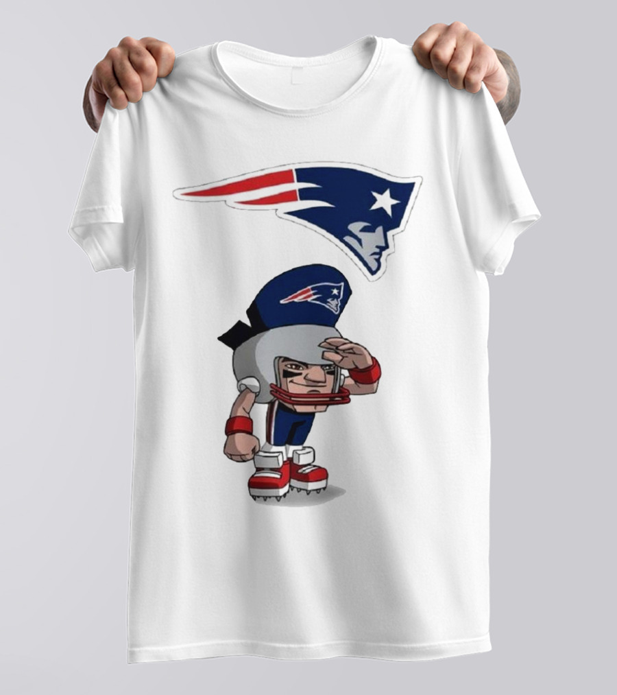 Rush Zone New England Patriots NFL Cartoon Character 2025 Saluting Player With Patriots T-Shirt