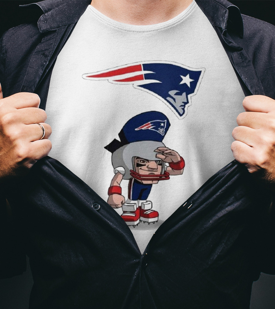 Rush Zone New England Patriots NFL Cartoon Character 2025 Saluting Player With Patriots T-Shirt