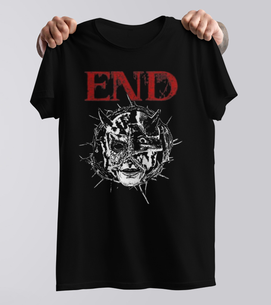 Closed Casket Activities End Distorted Face Thorned Devil Mask T-Shirt