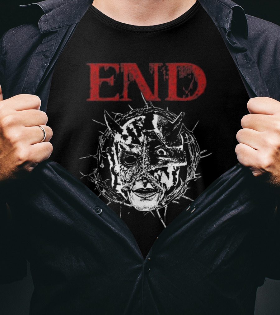 Closed Casket Activities End Distorted Face Thorned Devil Mask T-Shirt
