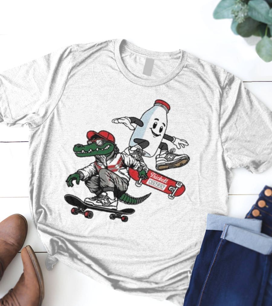 Crocodile And Milk Skateboarding Lost Art X TRiCKETT Collaboration T-Shirt