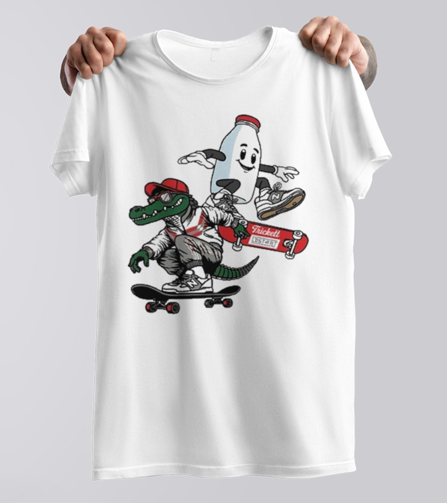 Crocodile And Milk Skateboarding Lost Art X TRiCKETT Collaboration T-Shirt