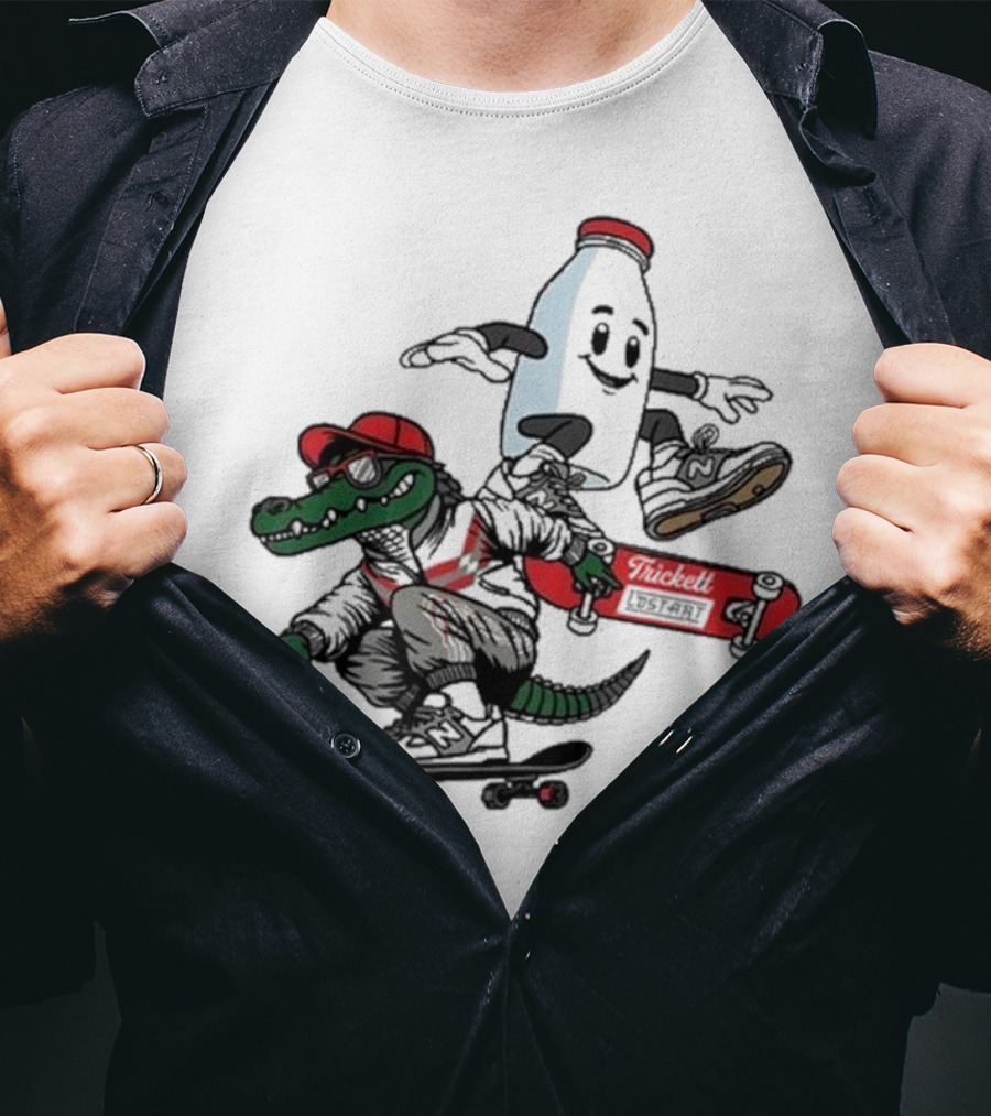 Crocodile And Milk Skateboarding Lost Art X TRiCKETT Collaboration T-Shirt