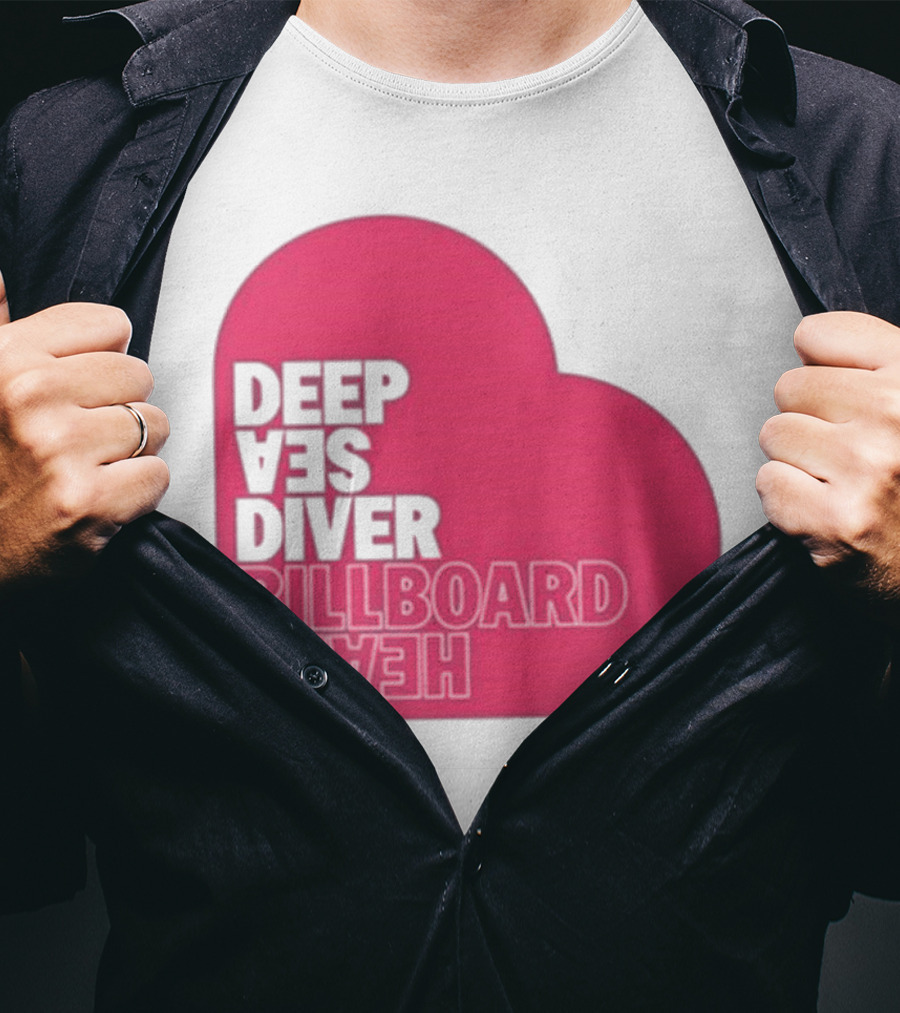 Deep Sea Diver Pink Billboard Heart T-Shirt
