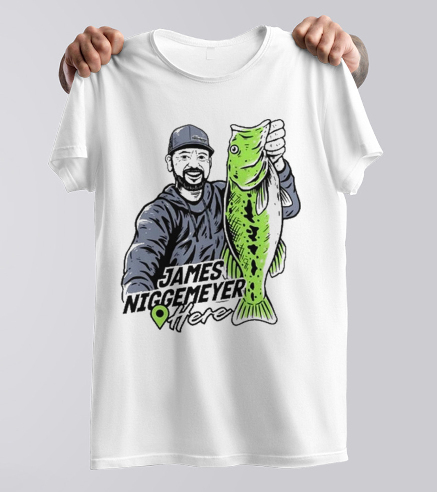 James Niggemeyer Here Holding Green Fish T-Shirt