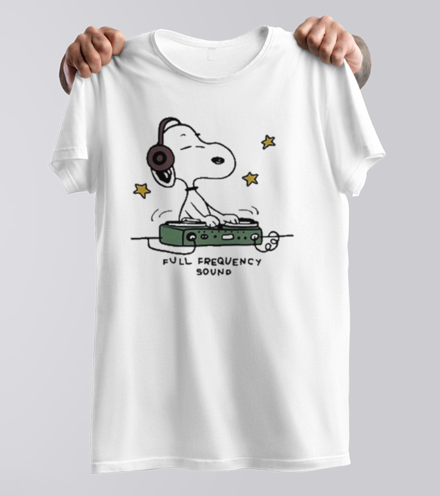 Snoopy DJ With Headphones Full Frequency Sound Stars T-Shirt