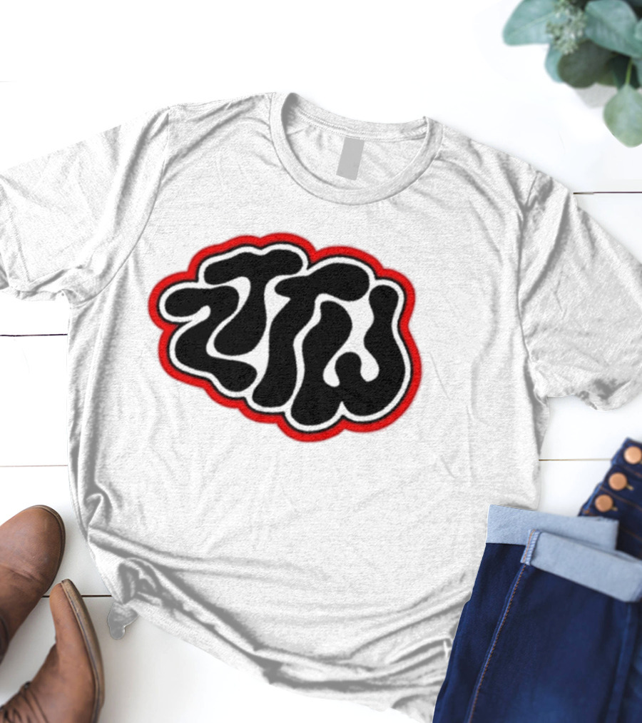 Zttw Green Logo Psychedelic Style Outline T-Shirt