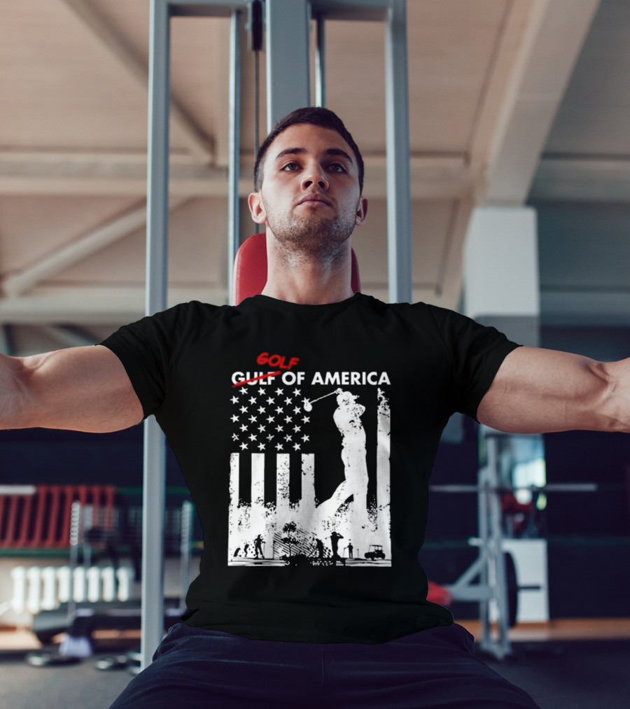 Alastor Store Golf Golf Gulf America Flag Golfer Silhouette Stars Stripes T-Shirt
