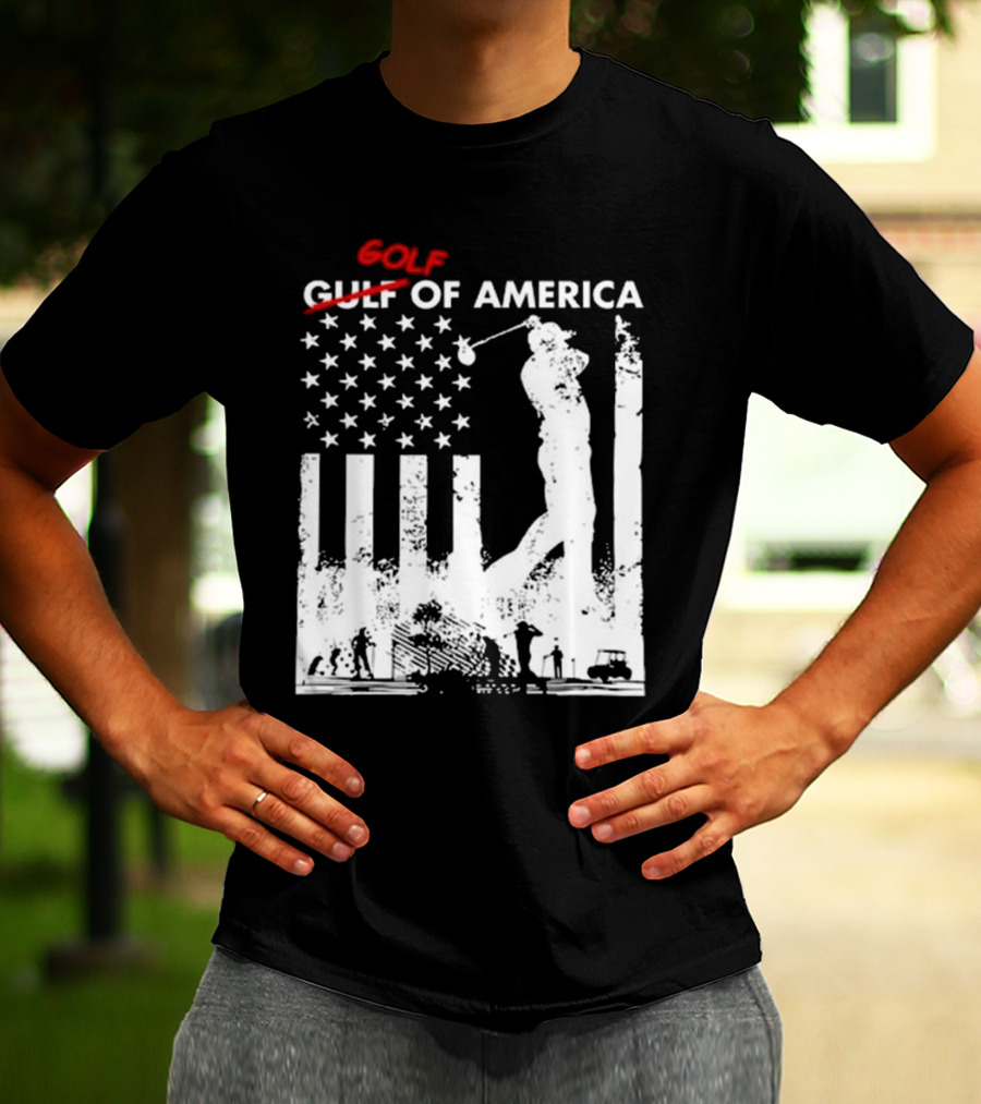 Alastor Store Golf Golf Gulf America Flag Golfer Silhouette Stars Stripes T-Shirt