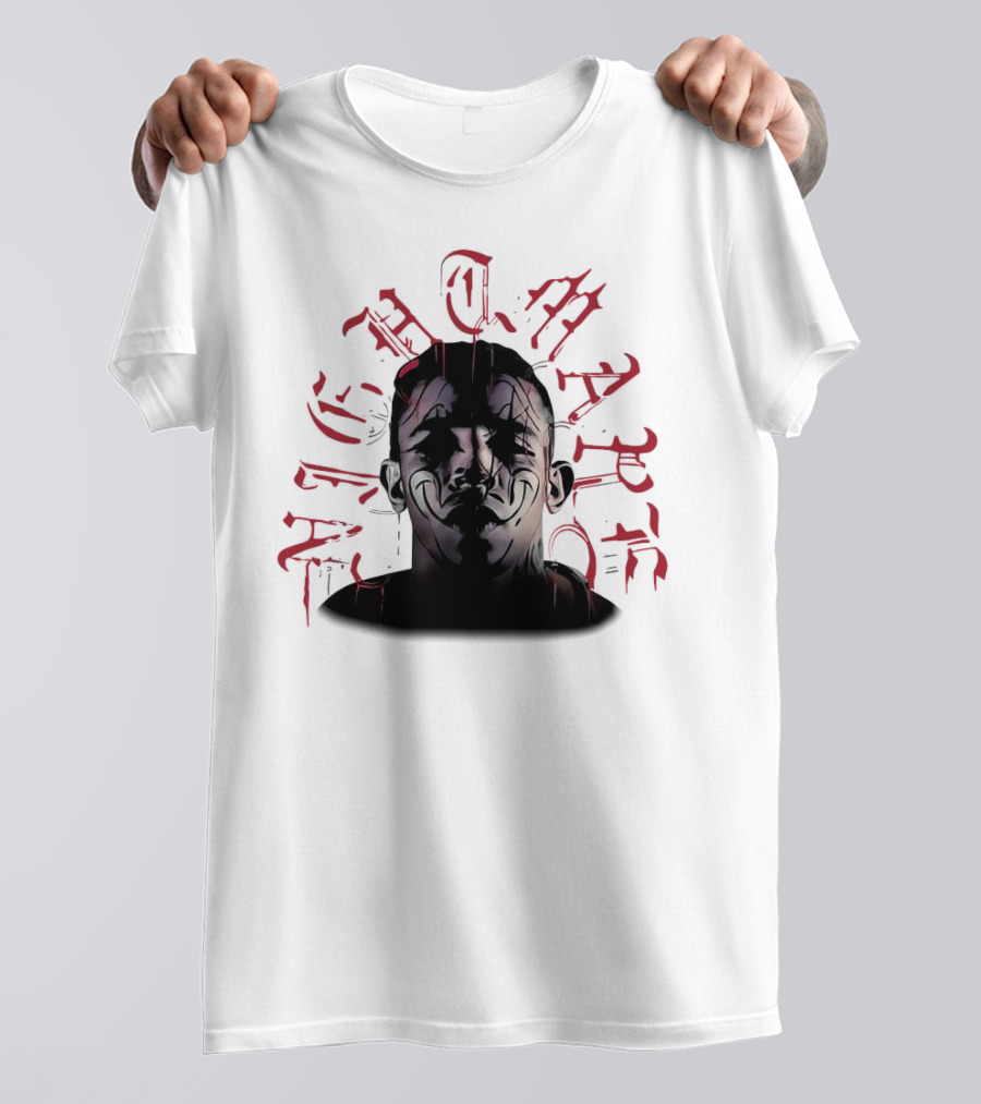 2025 Carlos Prates Nightmare Face With Red Gothic Text T-Shirt