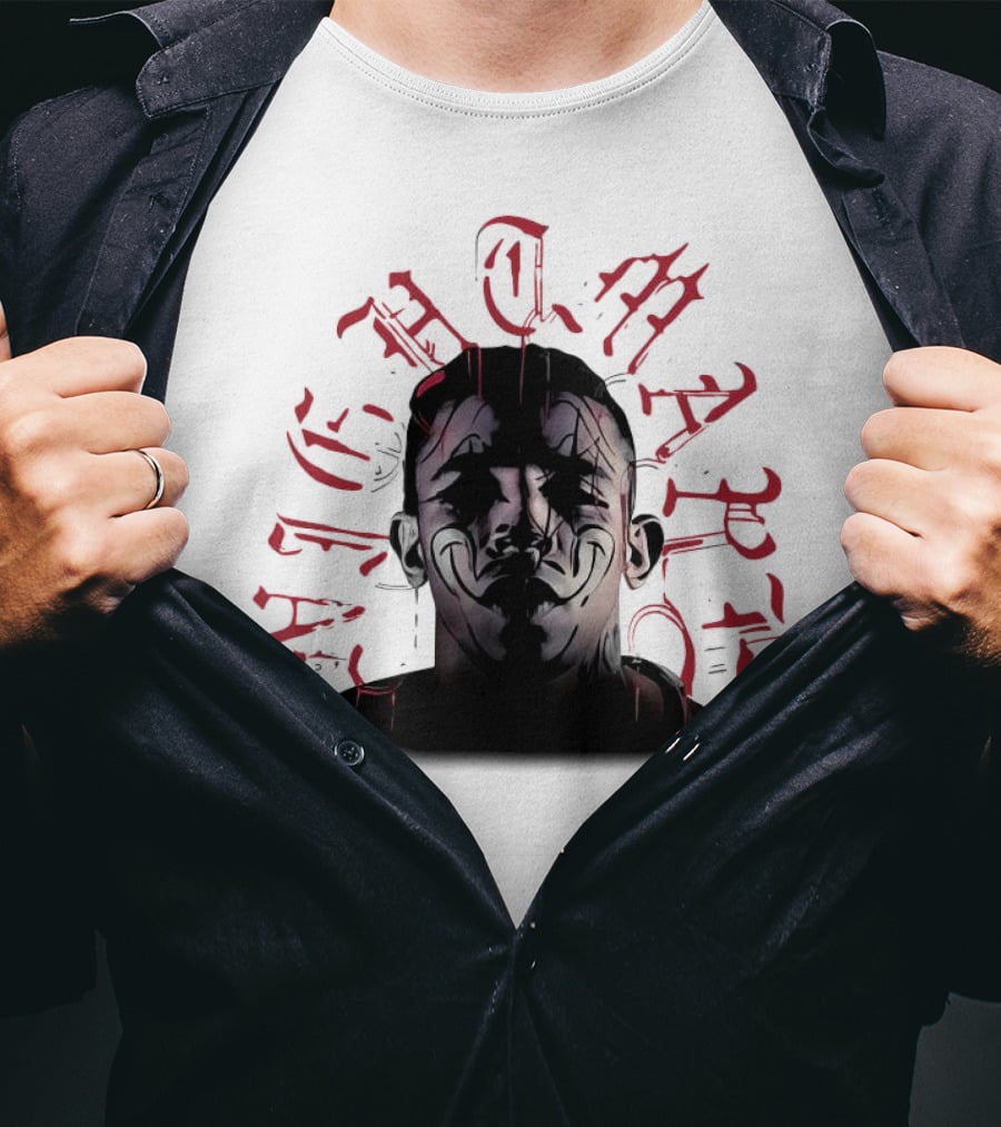 2025 Carlos Prates Nightmare Face With Red Gothic Text T-Shirt