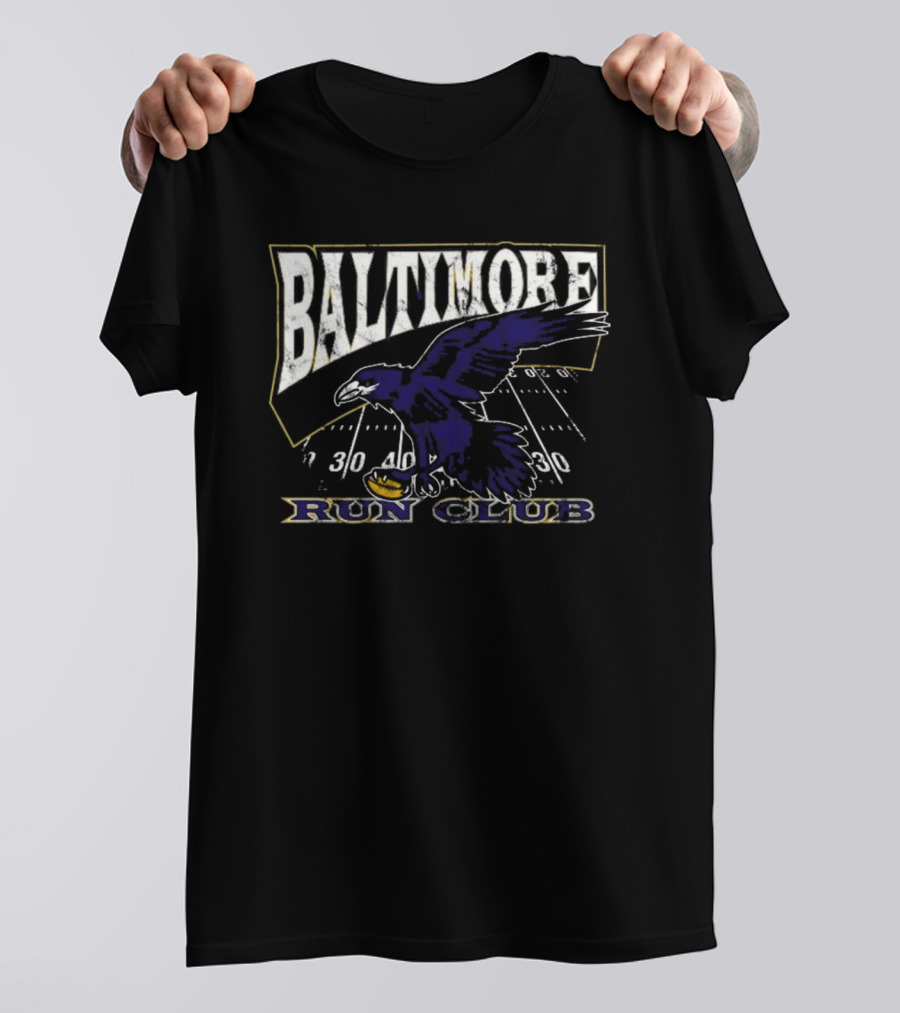 Baltimore Ravens Run Club Football Field T-Shirt