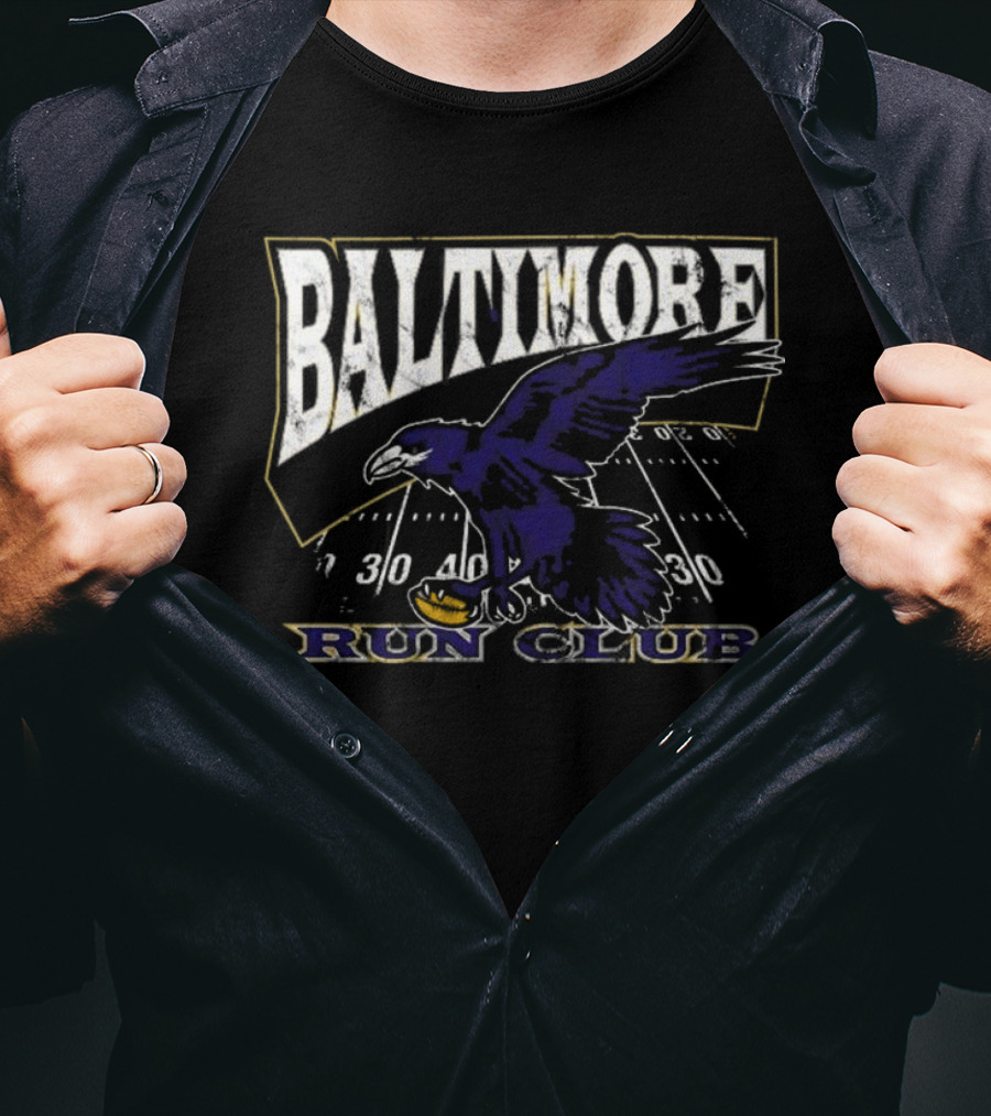 Baltimore Ravens Run Club Football Field T-Shirt