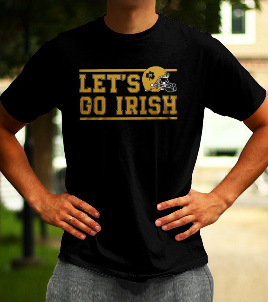 Notre Dame Fighting Irish Let's Go Irish Helmet NCAA 2025 T-Shirt