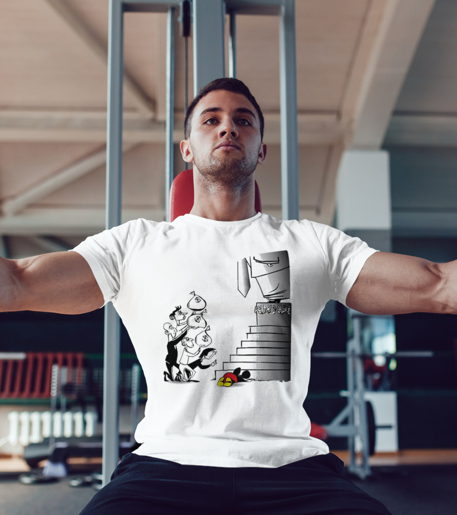 Newspaper Cartoon Economic Commentary Symbolic Imagery Money Hierarchy T-Shirt