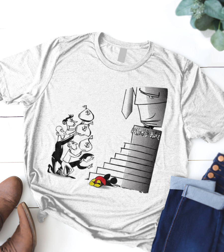 Newspaper Cartoon Economic Commentary Symbolic Imagery Money Hierarchy T-Shirt
