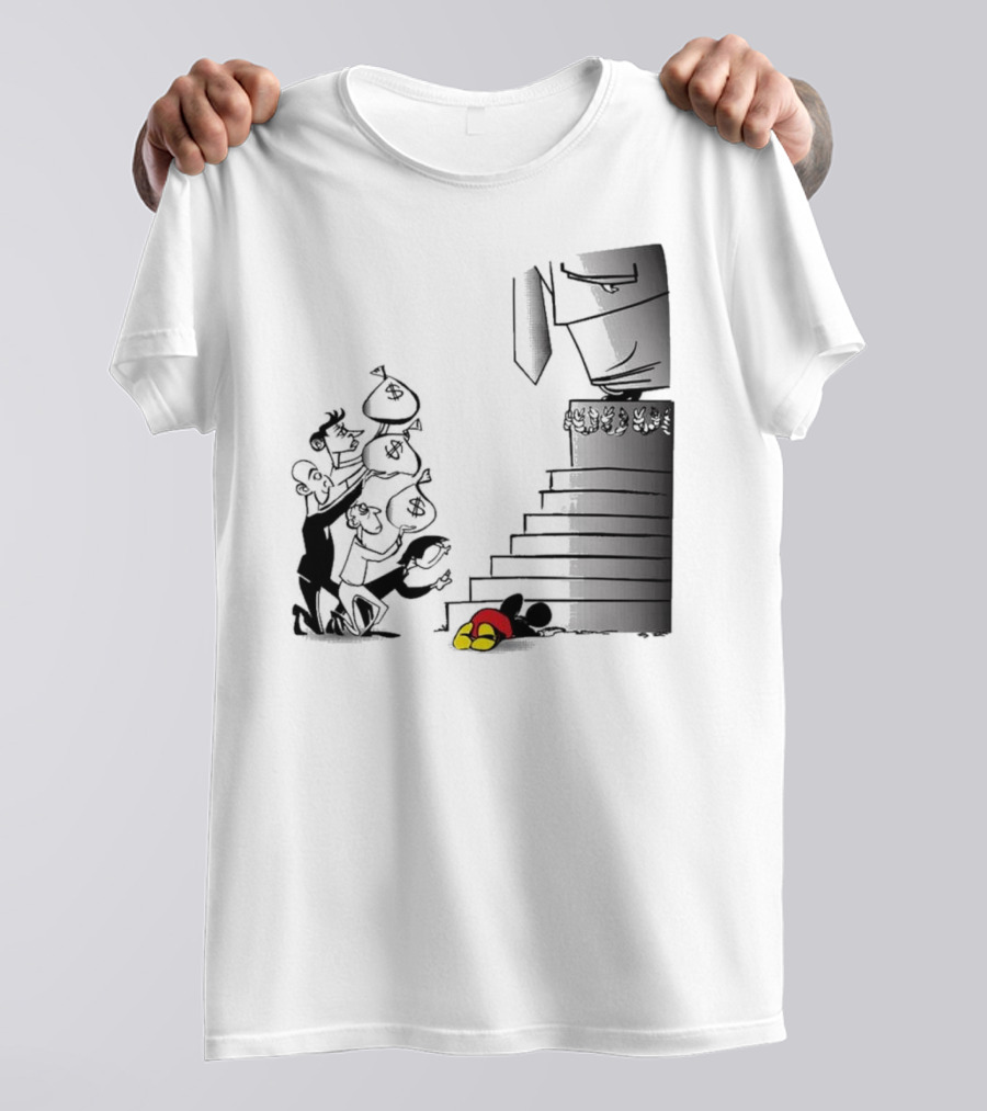 Newspaper Cartoon Economic Commentary Symbolic Imagery Money Hierarchy T-Shirt