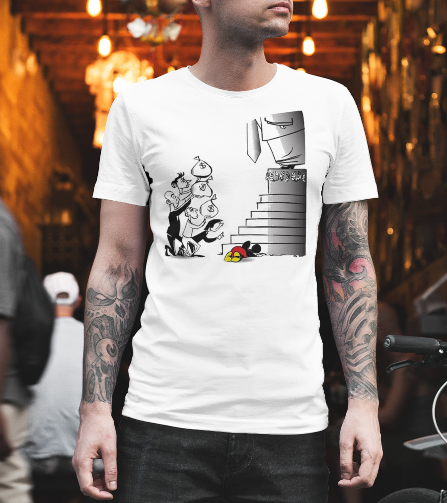 Newspaper Cartoon Economic Commentary Symbolic Imagery Money Hierarchy T-Shirt