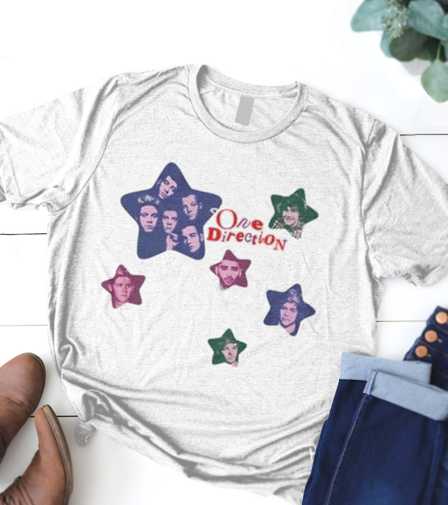 One Direction Colorful Star Faces T-Shirt