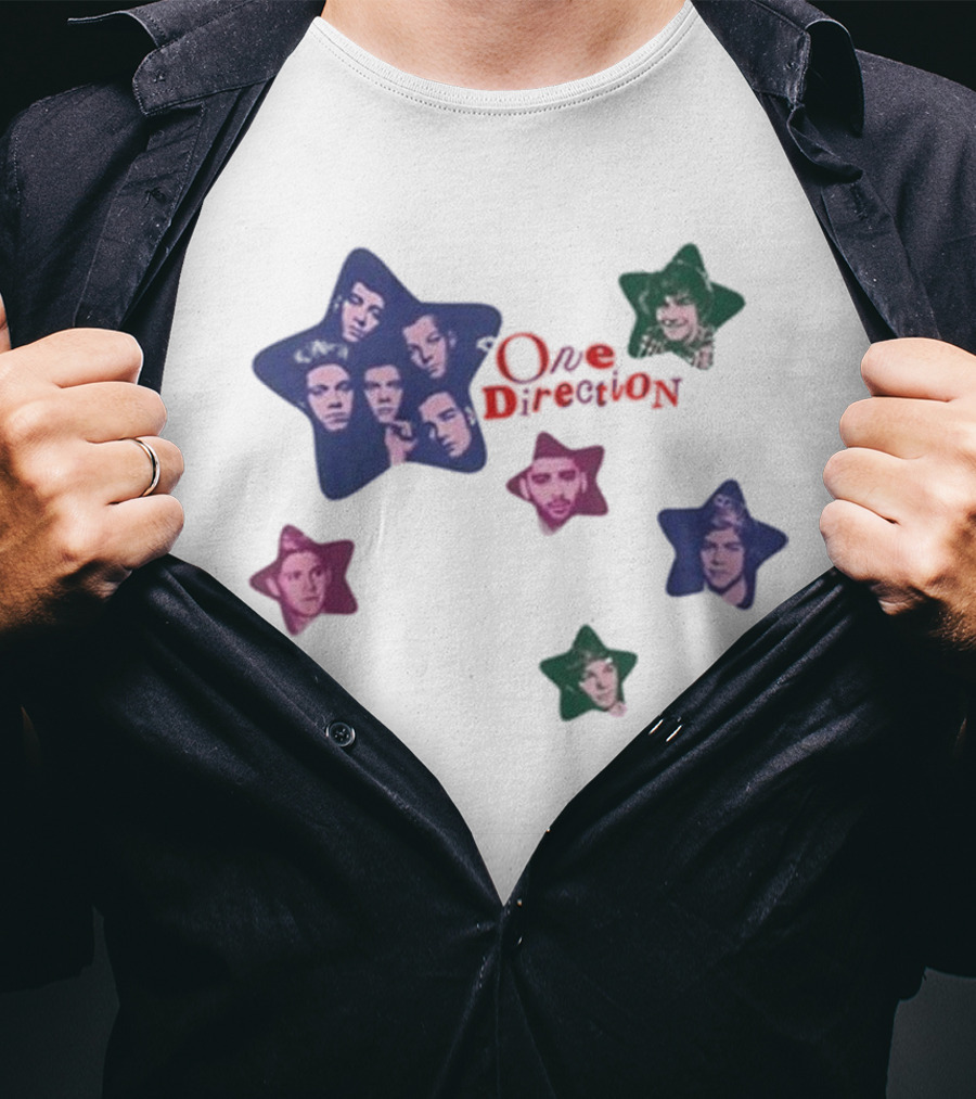 One Direction Colorful Star Faces T-Shirt