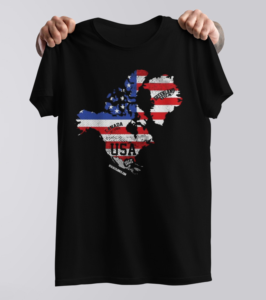 USA Canada Greenland Flag Map Bold Lines T-Shirt