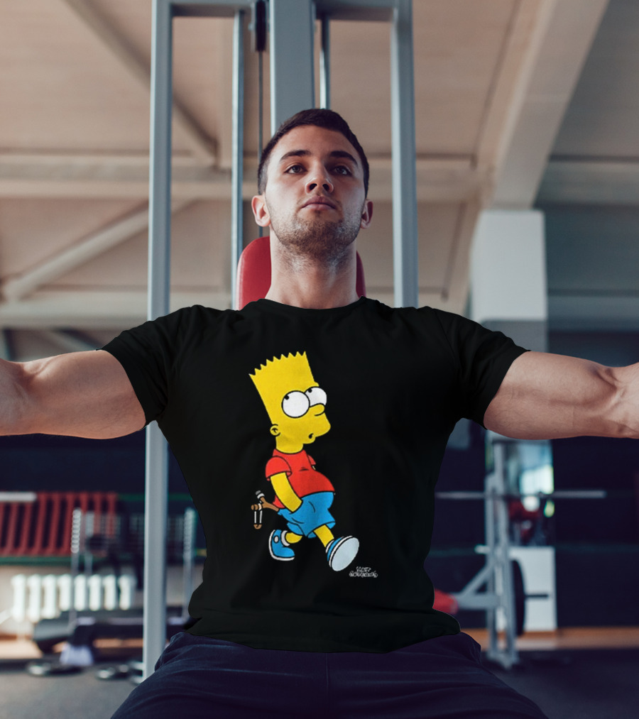 0th Century The Simpsons Bart Simpson With Slingshot Drawing T-Shirt