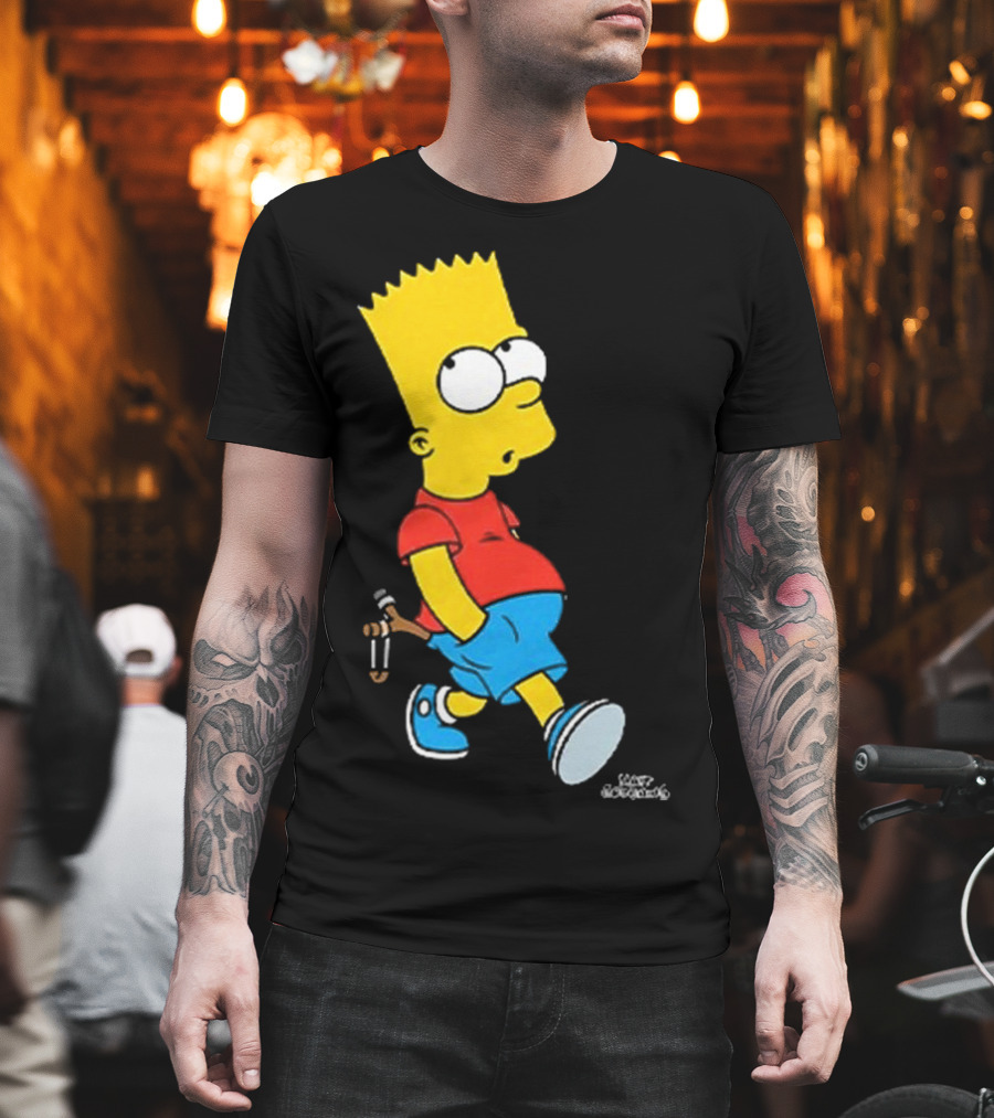 0th Century The Simpsons Bart Simpson With Slingshot Drawing T-Shirt