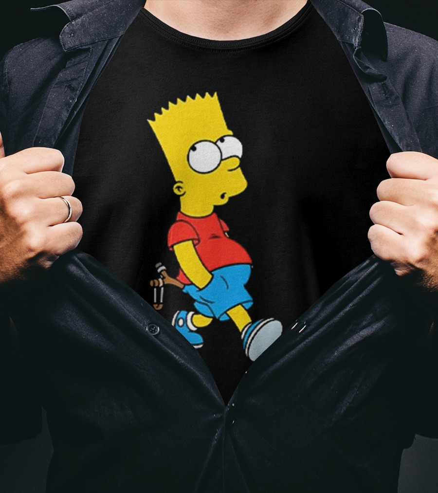 0th Century The Simpsons Bart Simpson With Slingshot Drawing T-Shirt