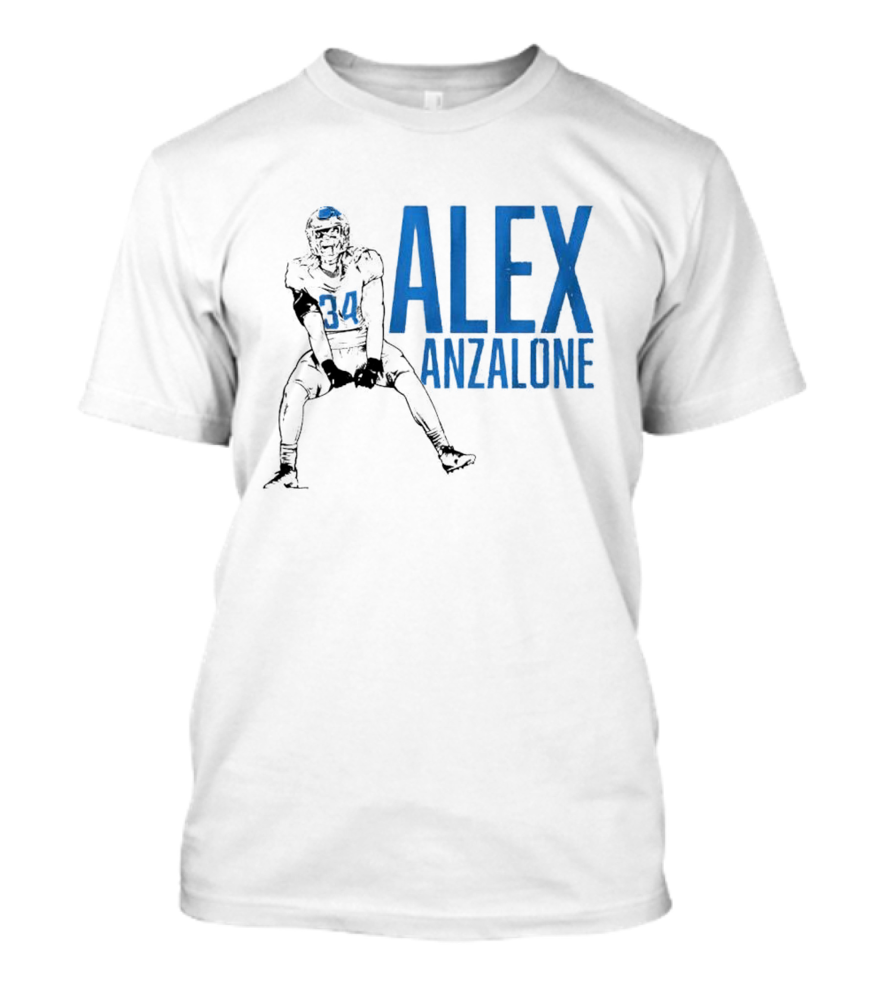 Alex Anzalone 34 Football Grit Pose T-Shirt