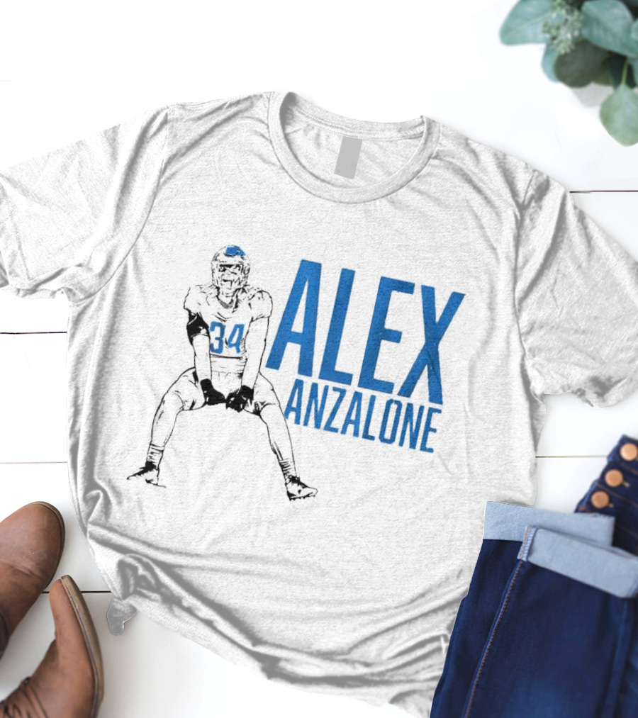 Alex Anzalone 34 Football Grit Pose T-Shirt