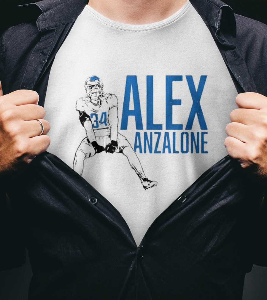 Alex Anzalone 34 Football Grit Pose T-Shirt