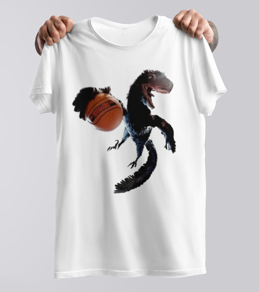 Coolioart Deinonychus Dinosaur With Spalding Basketball T-Shirt