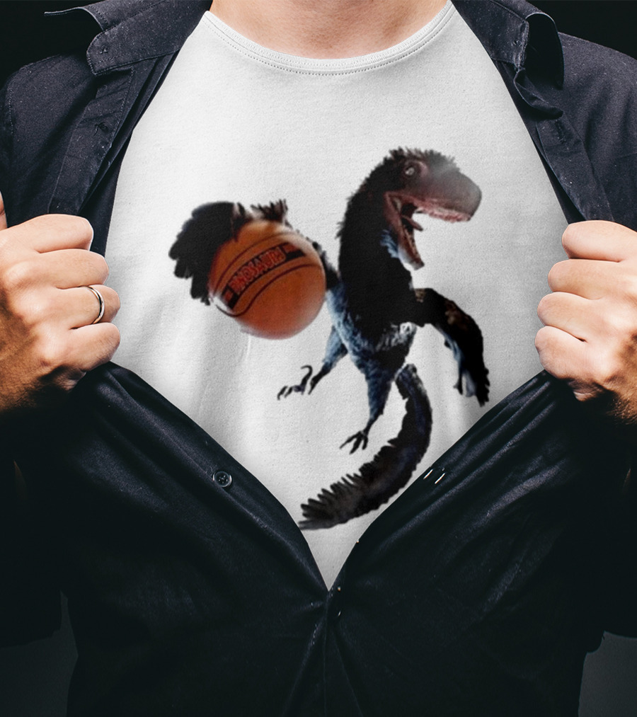 Coolioart Deinonychus Dinosaur With Spalding Basketball T-Shirt