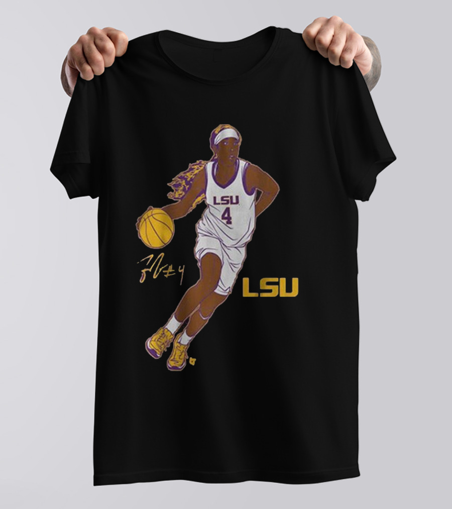 LSU Basketball Flau’jae Johnson Number 4 Superstar Pose T-Shirt