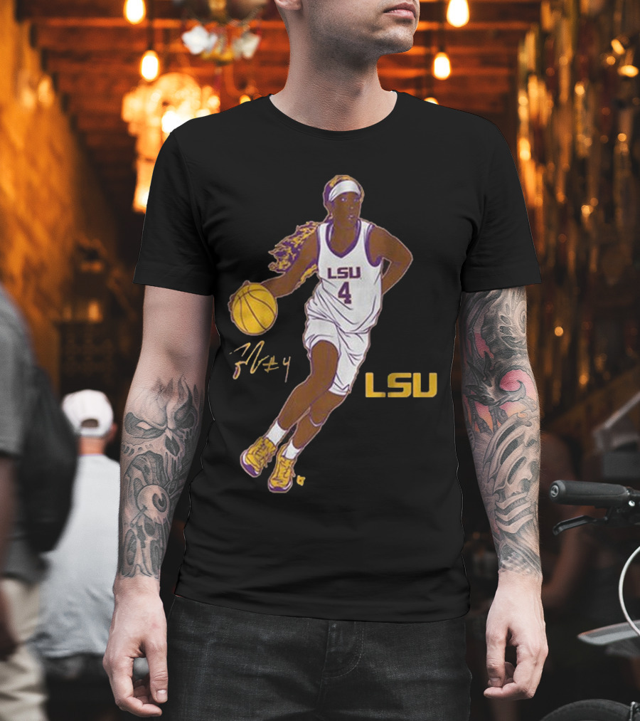 LSU Basketball Flau’jae Johnson Number 4 Superstar Pose T-Shirt