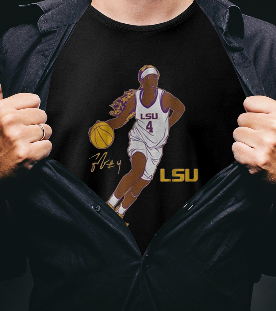LSU Basketball Flau’jae Johnson Number 4 Superstar Pose T-Shirt
