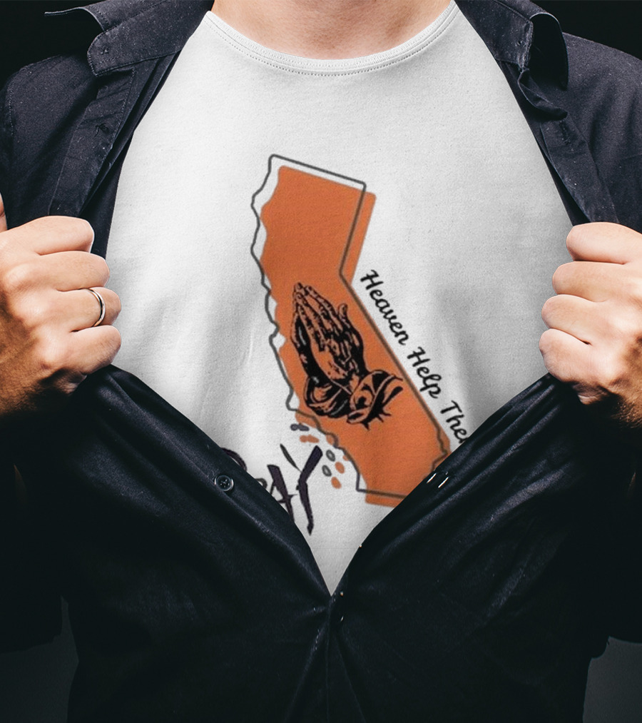 Pray Heaven Help Them California Map Los Angeles T-Shirt