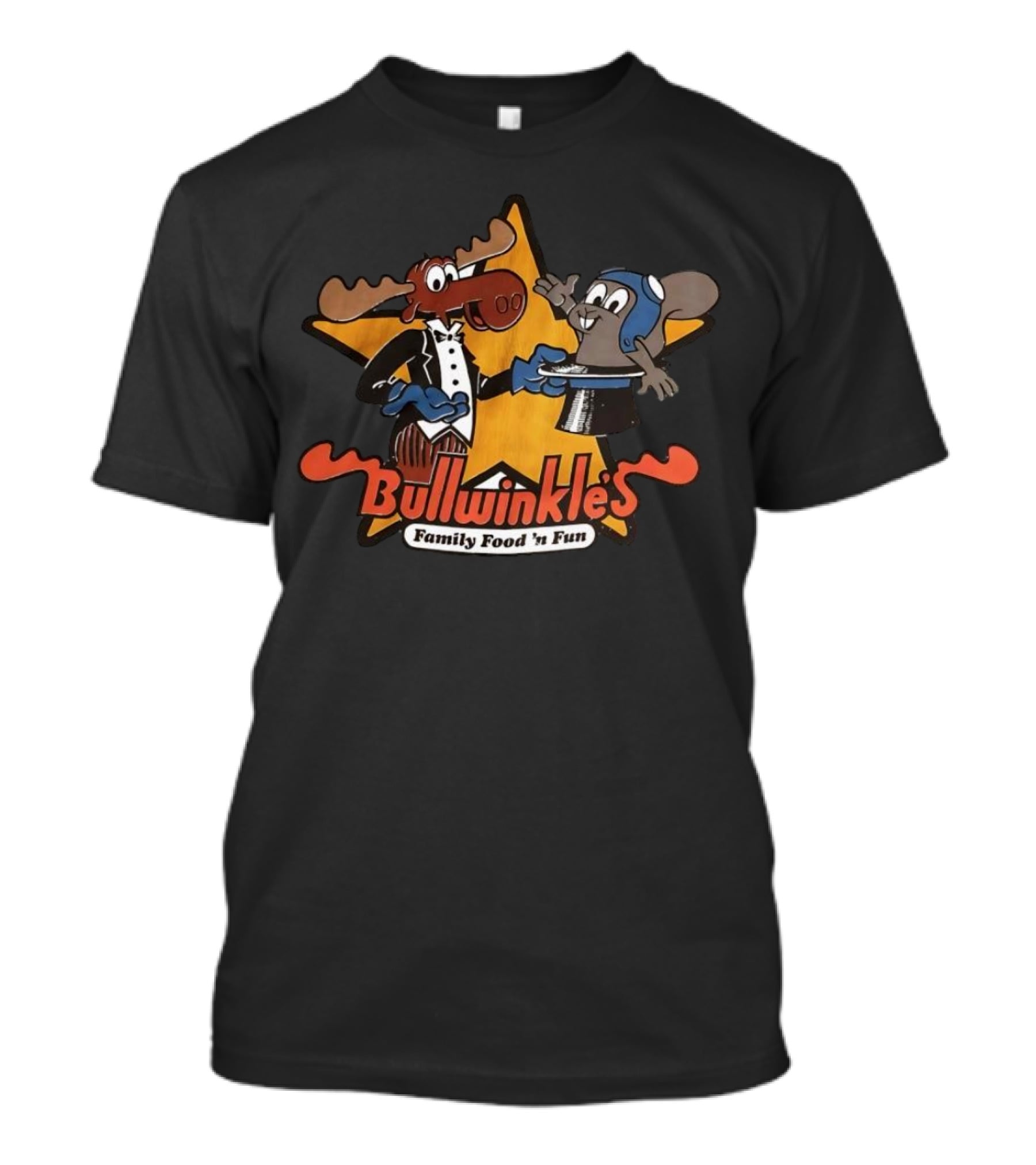 Bullwinkle's Family Food 'n Fun Moose And Squirrel Star T-Shirt