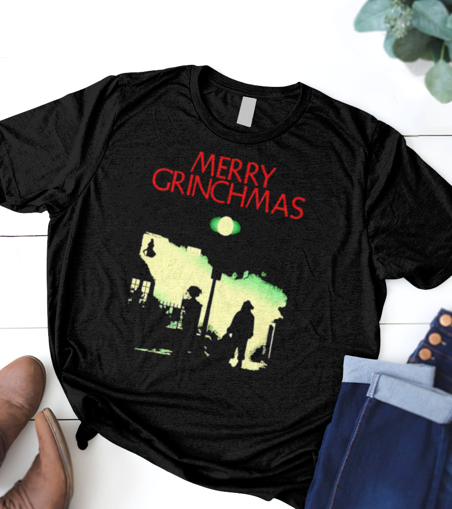 Merry Grinchmas Grinch X The Exorcist Silhouette Scene T-Shirt